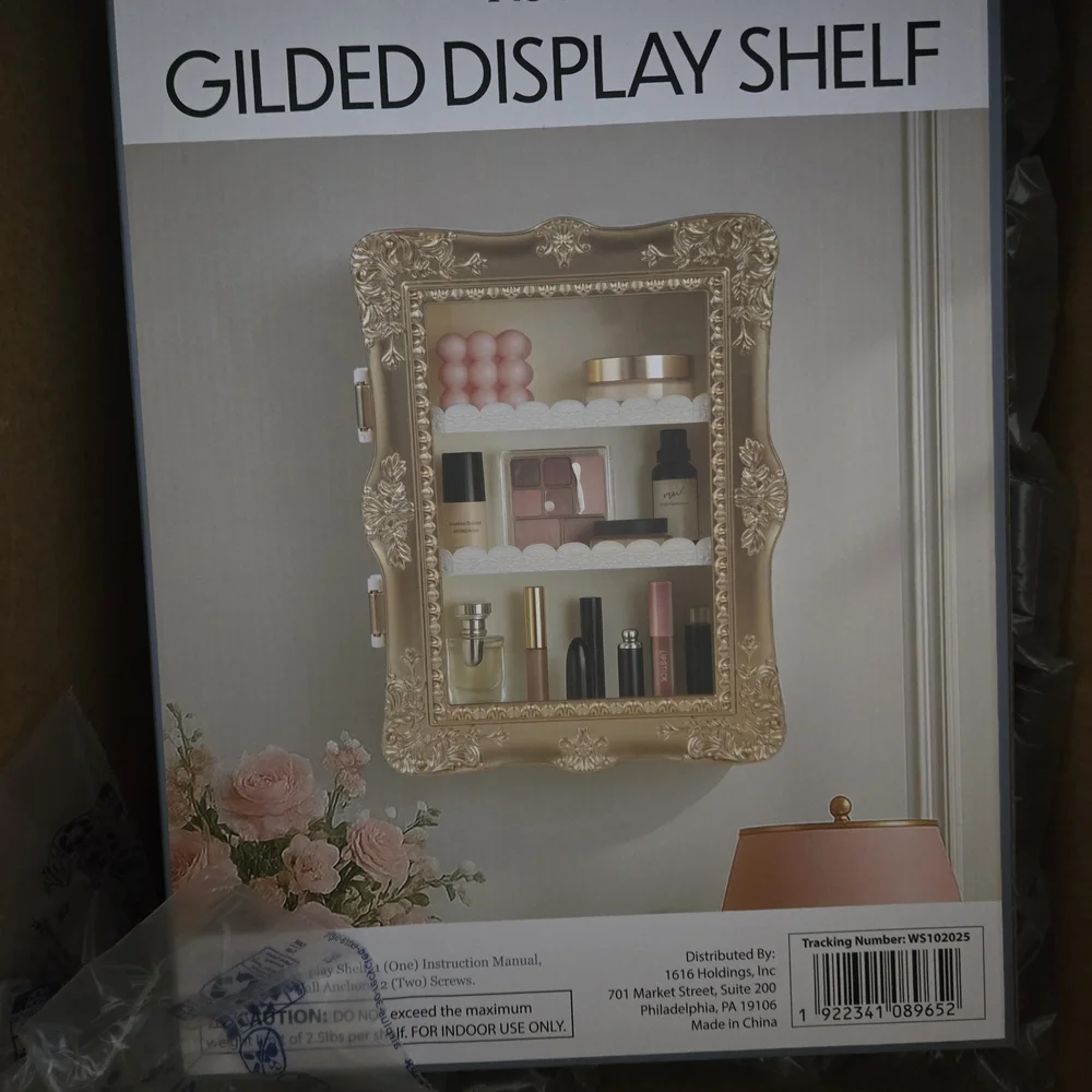 Gilded Display Shelf - Elegant Gold Wall Decor